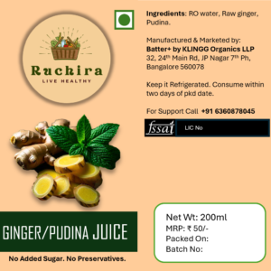 Fresh Ginger, Pudina Juice-200 Ml