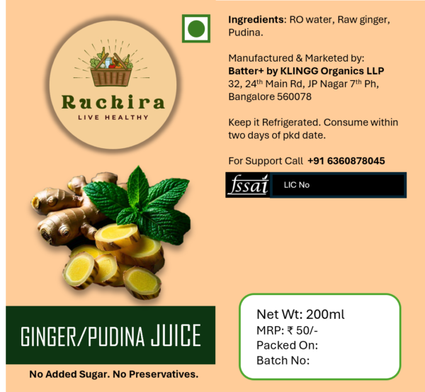 Fresh Ginger, Pudina Juice-200 Ml